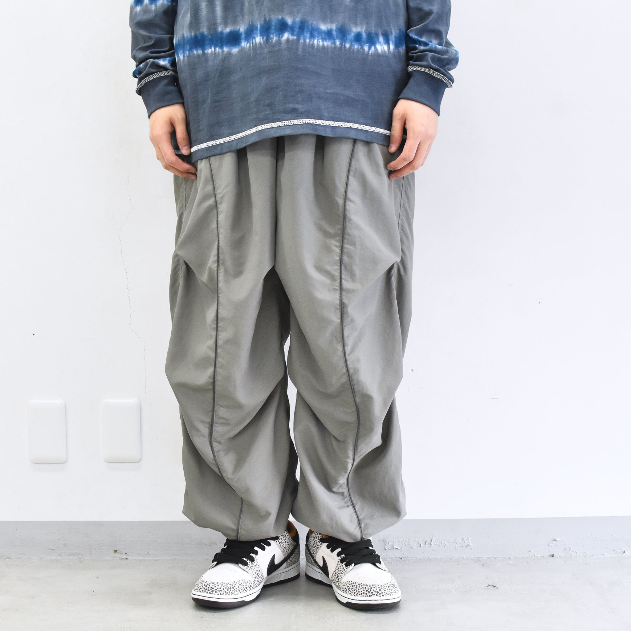 elephant TRIBAL fabrics /  3D Snow Camo Nylon Pants - ASH GRAY