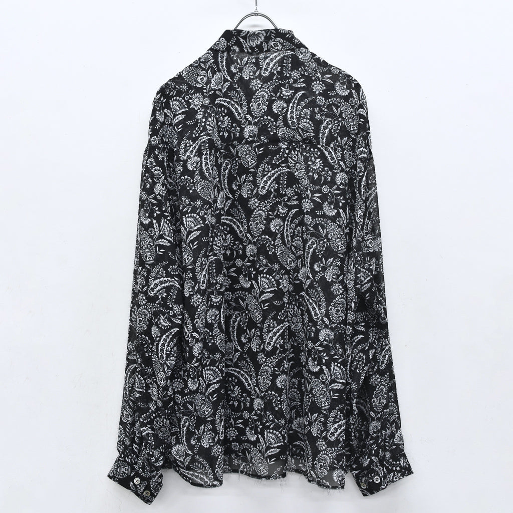 THE JEAN PIERRE / Sheer Paisely Shirt - BLACK