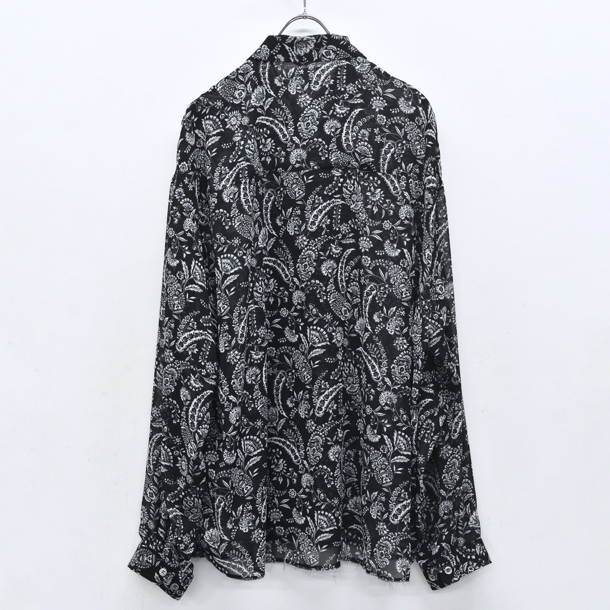 THE JEAN PIERRE / Sheer Paisely Shirt - BLACK
