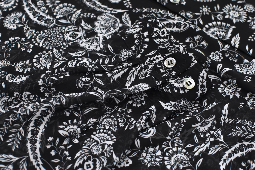 THE JEAN PIERRE / Sheer Paisely Shirt - BLACK