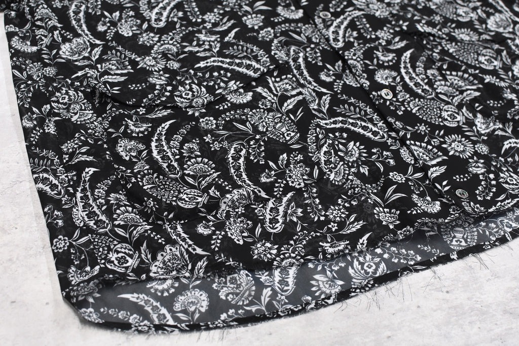 THE JEAN PIERRE / Sheer Paisely Shirt - BLACK