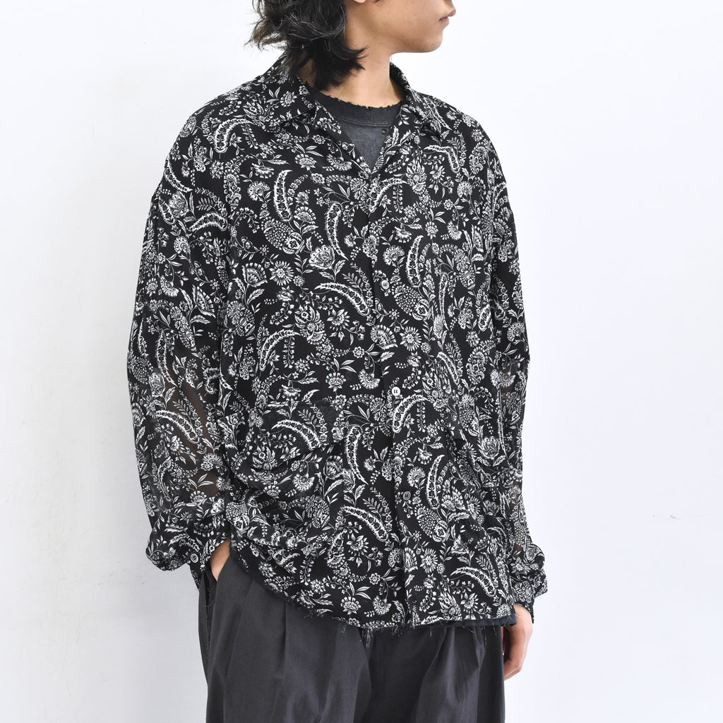 THE JEAN PIERRE / Sheer Paisely Shirt - BLACK