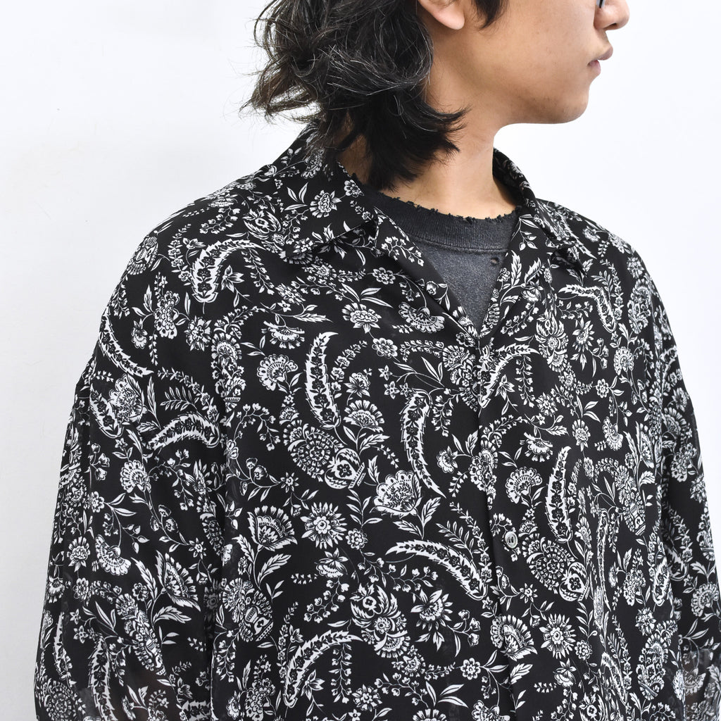 THE JEAN PIERRE / Sheer Paisely Shirt - BLACK