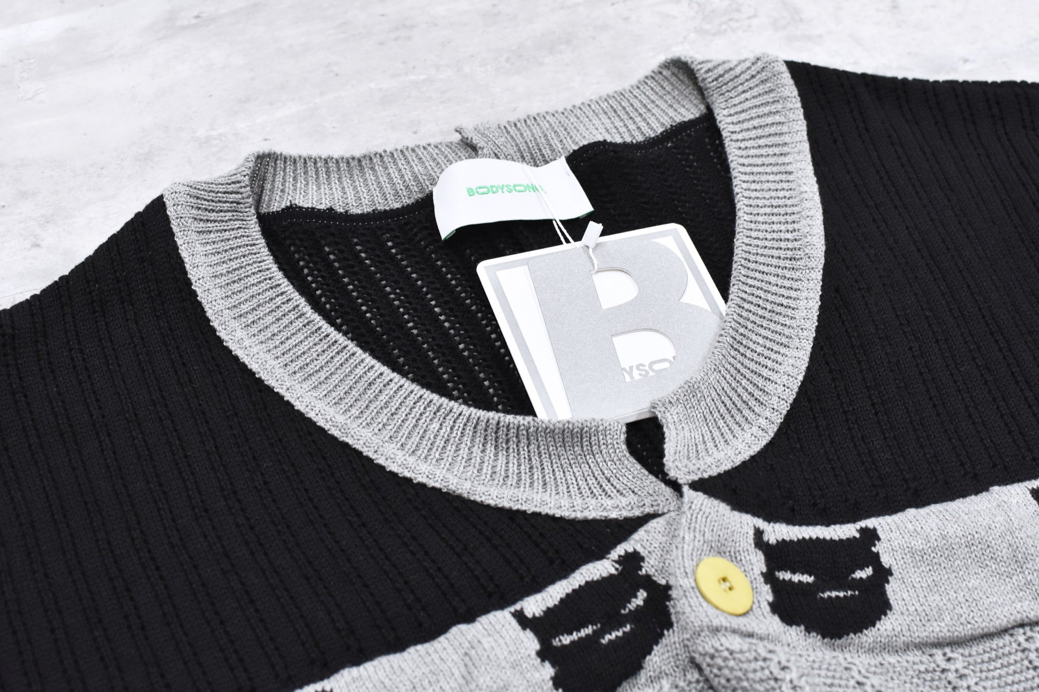 BODYSONG. / REVERSIBLE DISTRESSED SUMMER KNIT CARDIGAN - BLACK