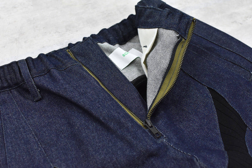 BODYSONG. / SPEEDING MOTORCYCLE DENIM TROUSERS - BLACK