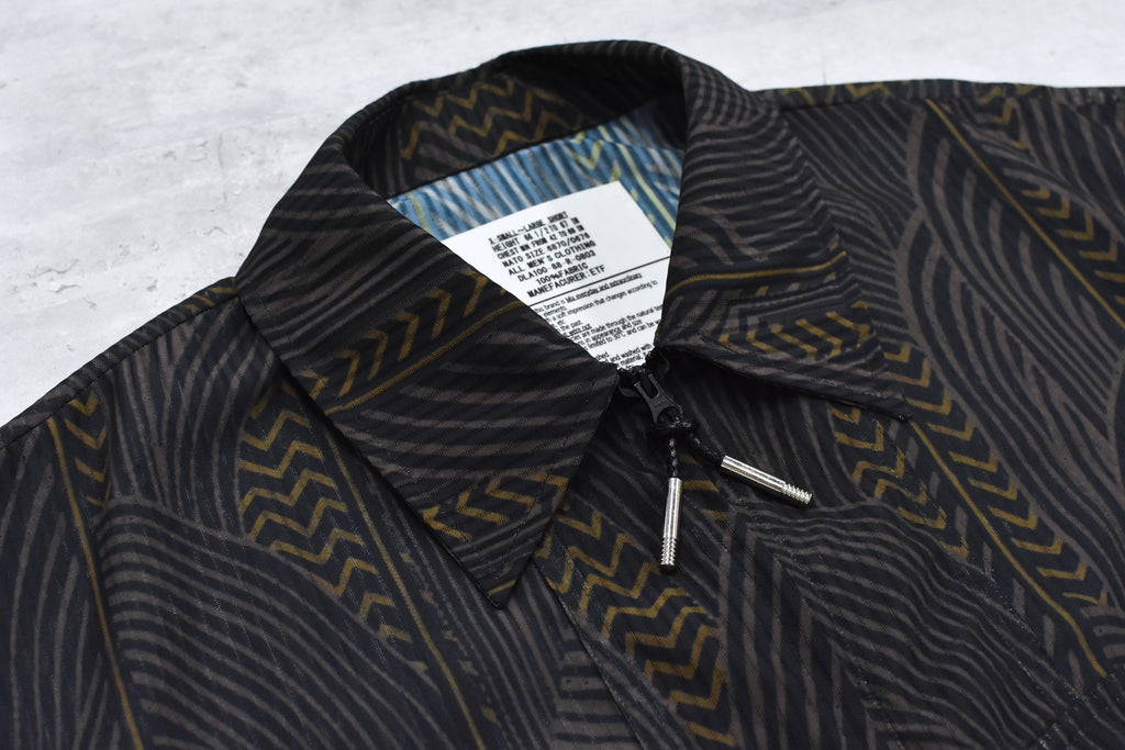 elephant TRIBAL fabrics / NO A/C Zip Shirt - BLACK