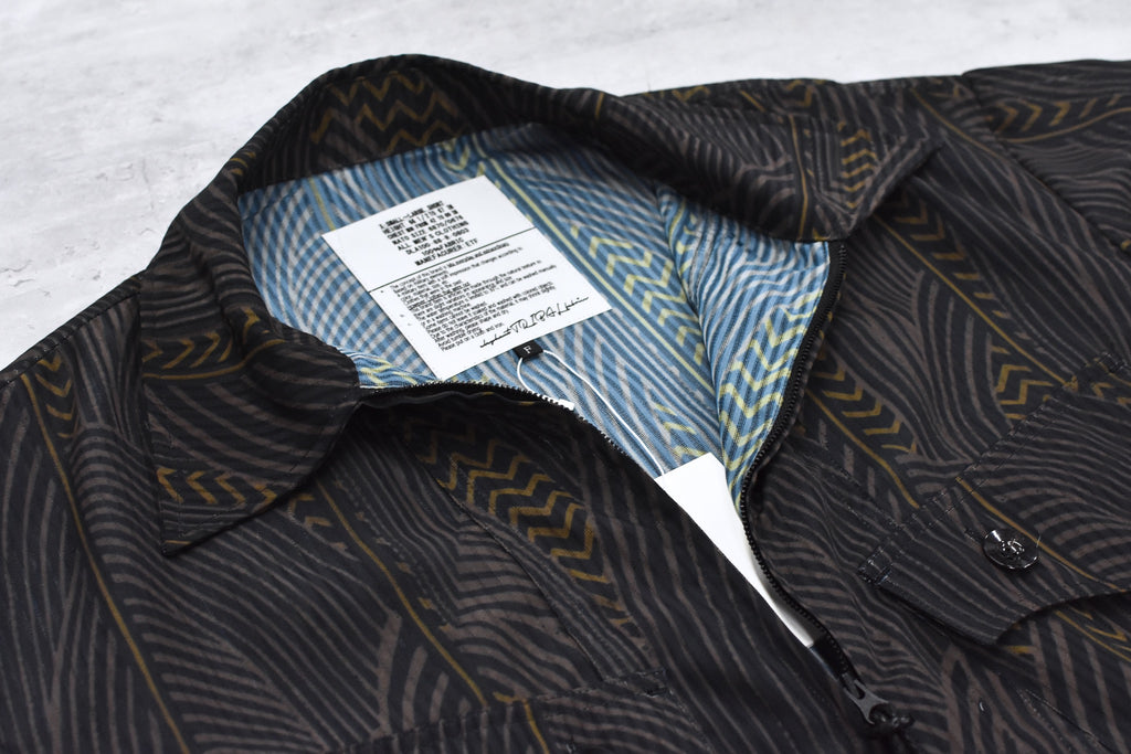 elephant TRIBAL fabrics / NO A/C Zip Shirt - BLACK