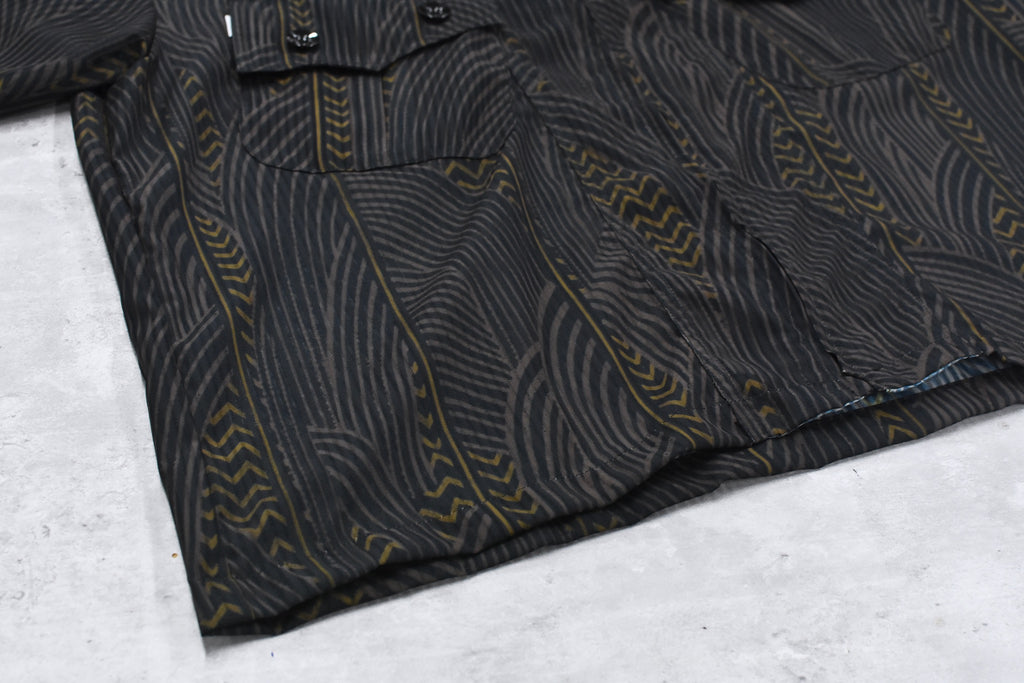 elephant TRIBAL fabrics / NO A/C Zip Shirt - BLACK