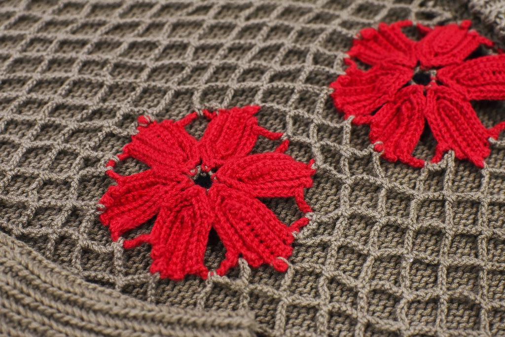 elephant TRIBAL fabrics / Flower Crochet Cardigan - BEIGE