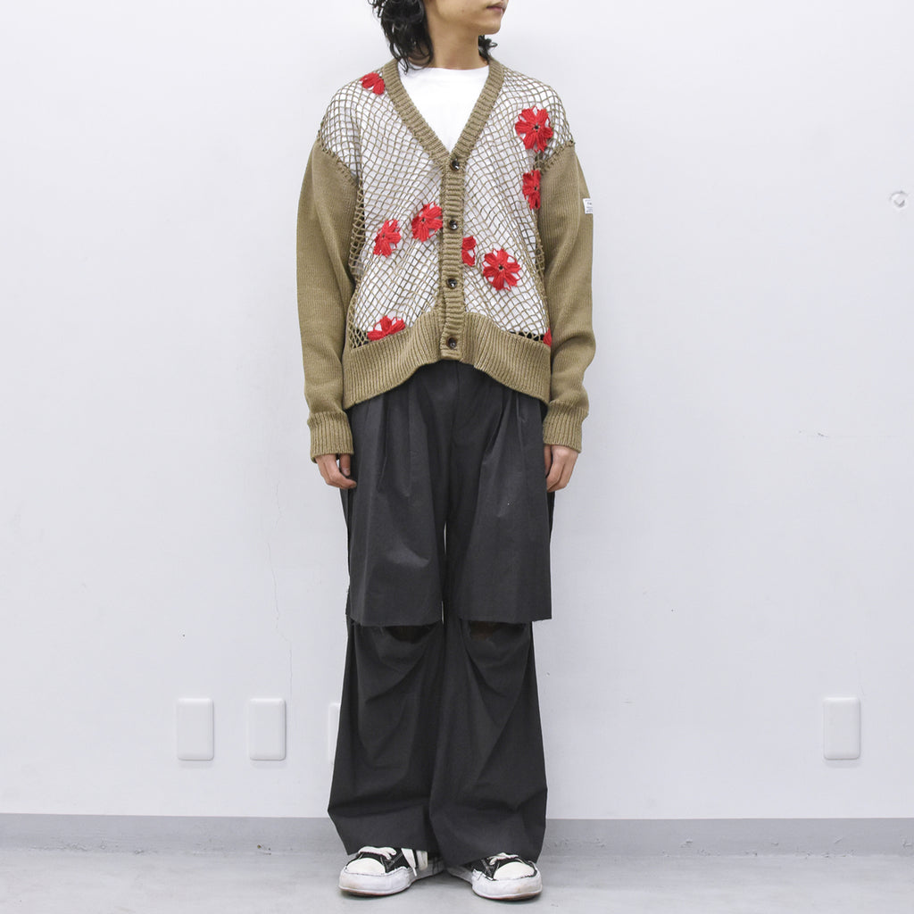 elephant TRIBAL fabrics / Flower Crochet Cardigan - BEIGE