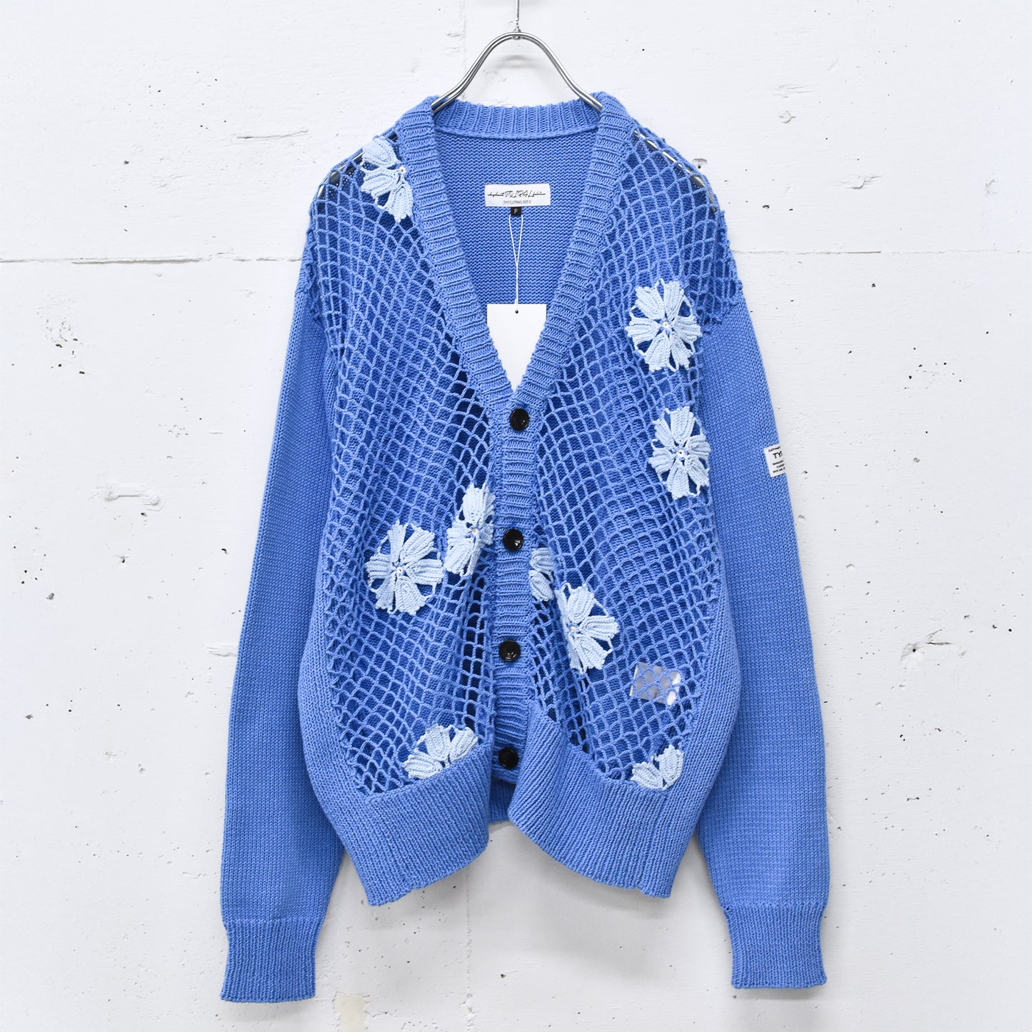 elephant TRIBAL fabrics / Flower Crochet Cardigan - SAX