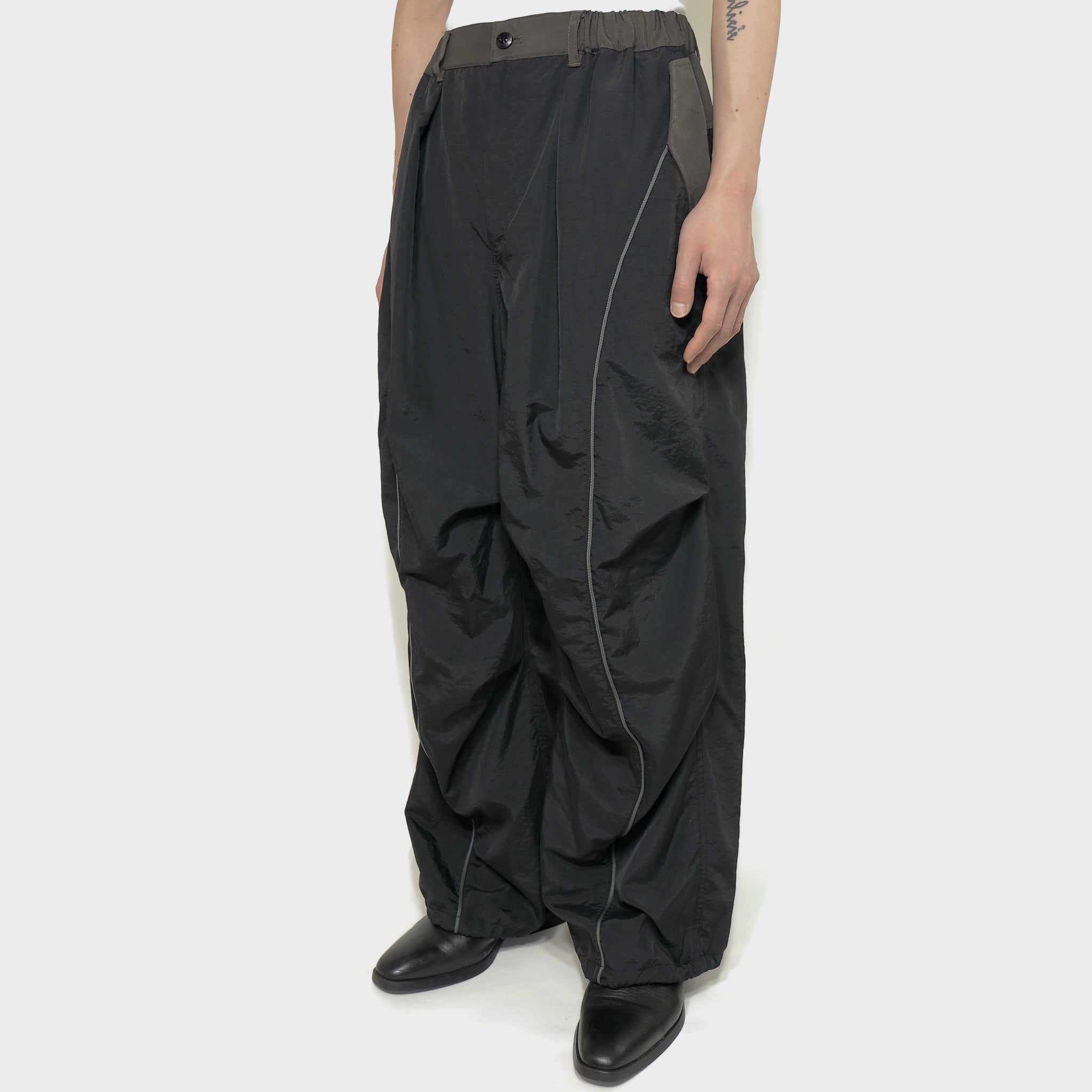 elephant TRIBAL fabrics /  3D Snow Camo Nylon Pants - BLACK