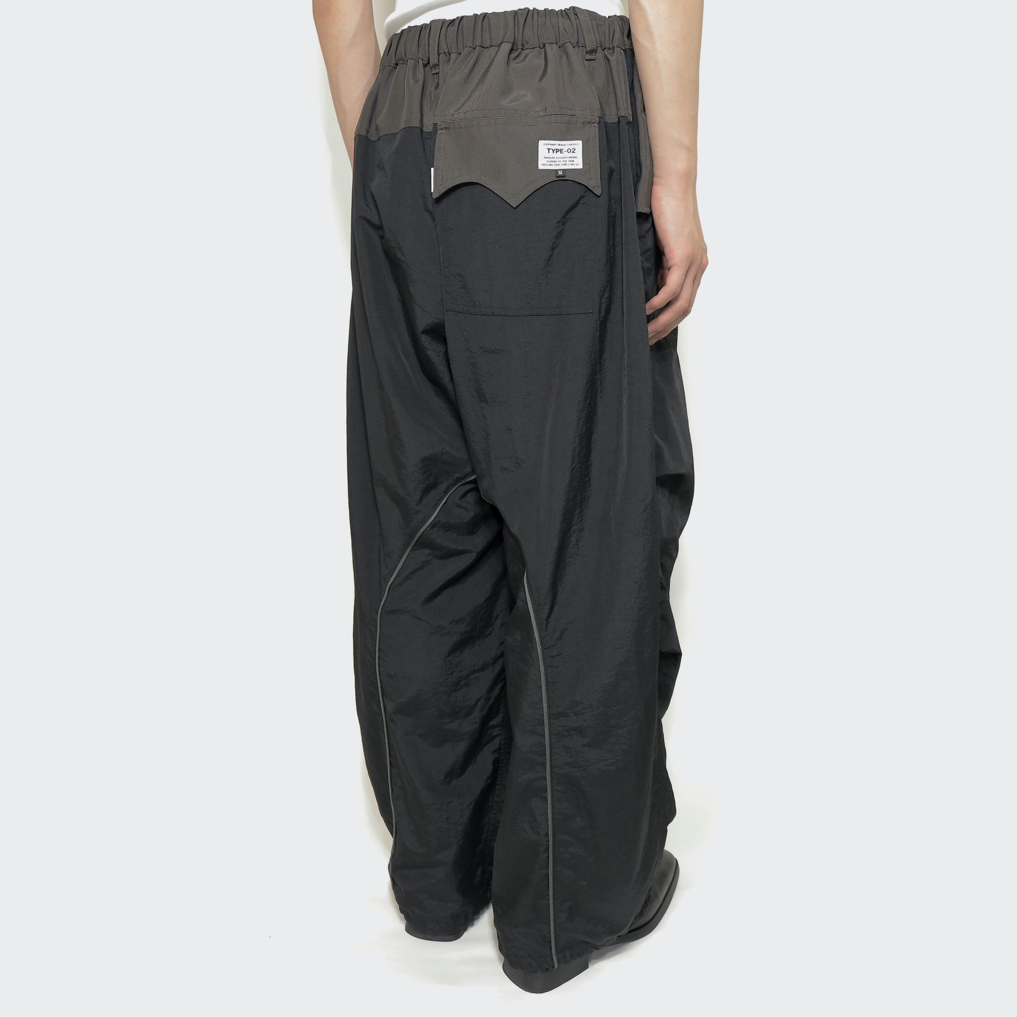 elephant TRIBAL fabrics /  3D Snow Camo Nylon Pants - BLACK