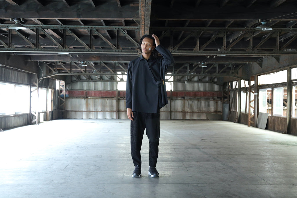 STOF / Stone Yard Floc Wide Pants - BLACK
