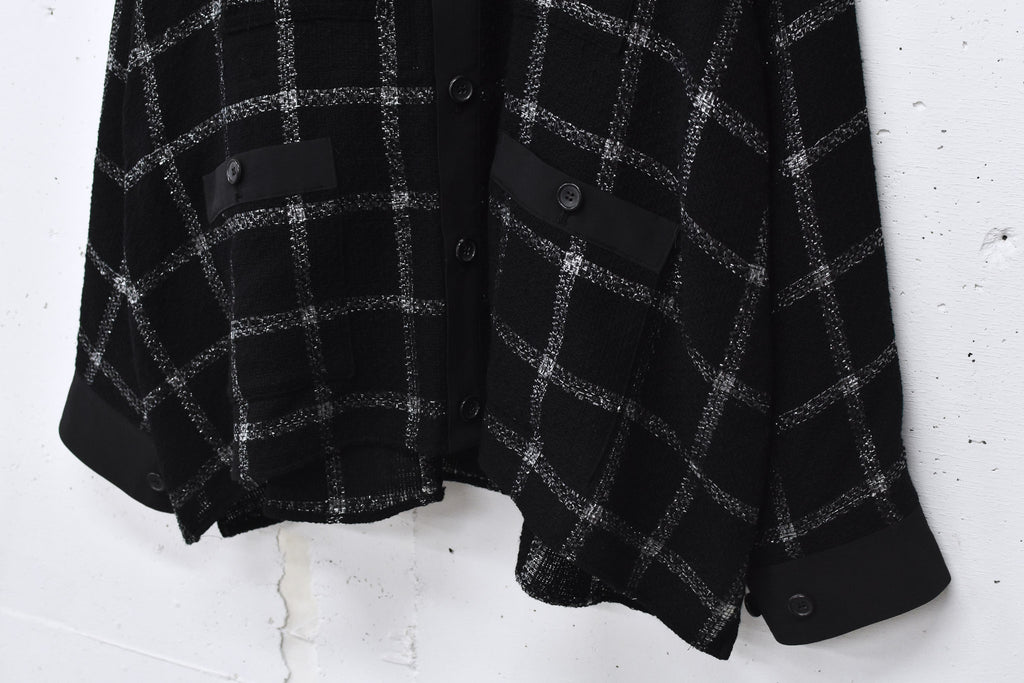 THE JEAN PIERRE / 11XL Tear Off Sheer Tweed Jacket - BLACK
