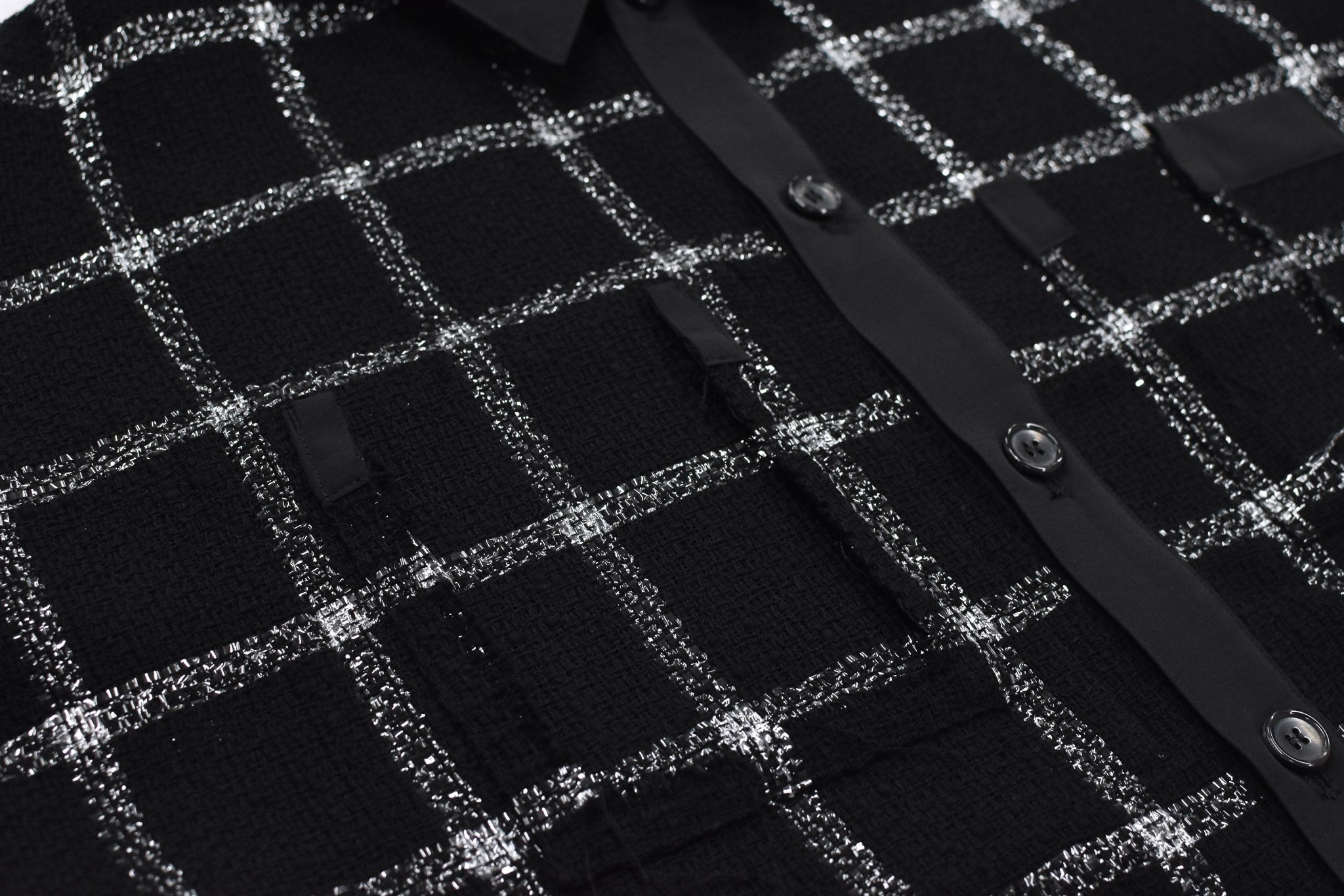 THE JEAN PIERRE / 11XL Tear Off Sheer Tweed Jacket - BLACK