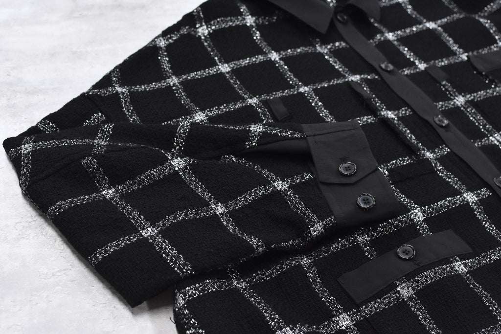 THE JEAN PIERRE / 11XL Tear Off Sheer Tweed Jacket - BLACK