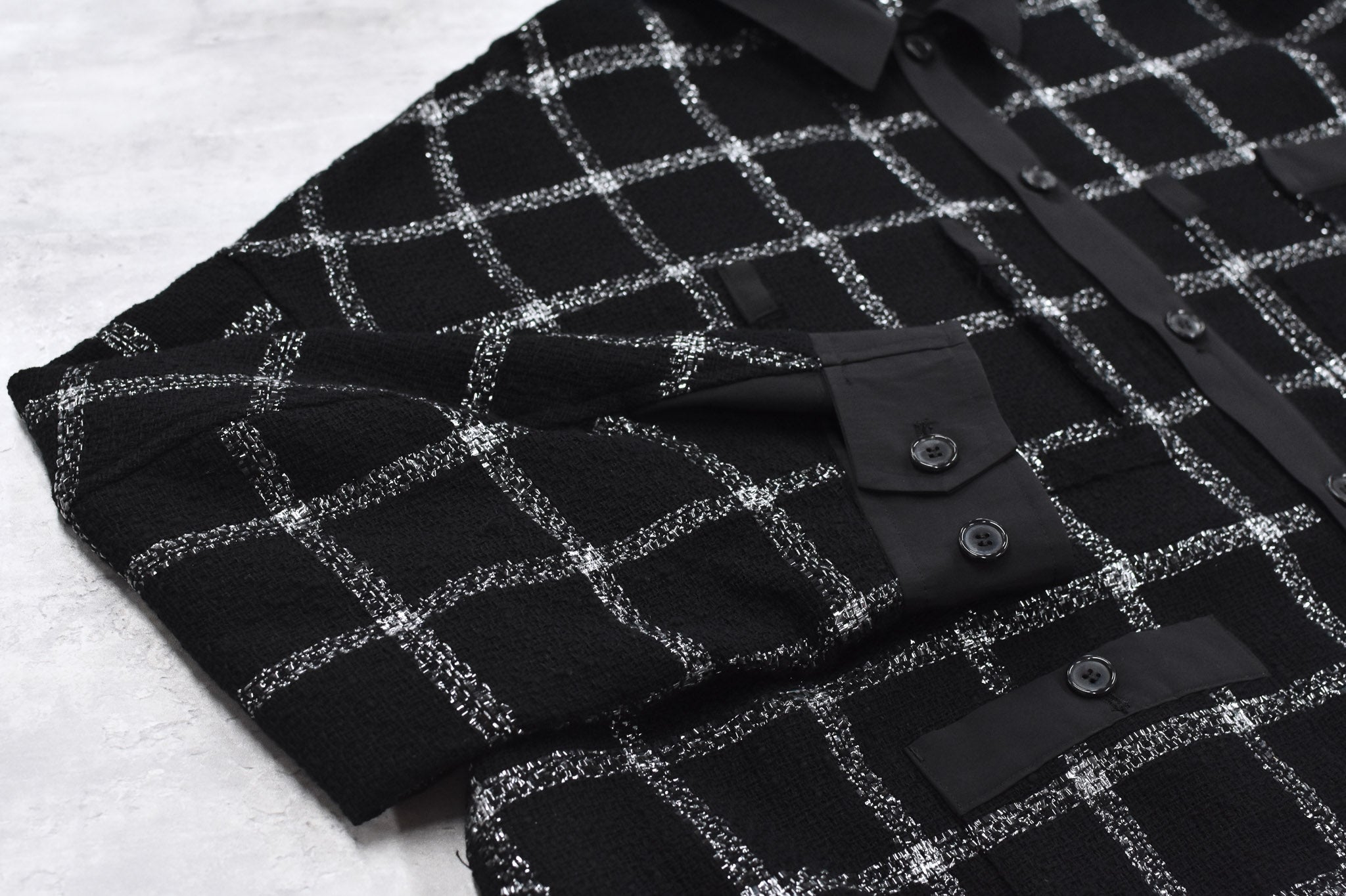 THE JEAN PIERRE / 11XL Tear Off Sheer Tweed Jacket - BLACK