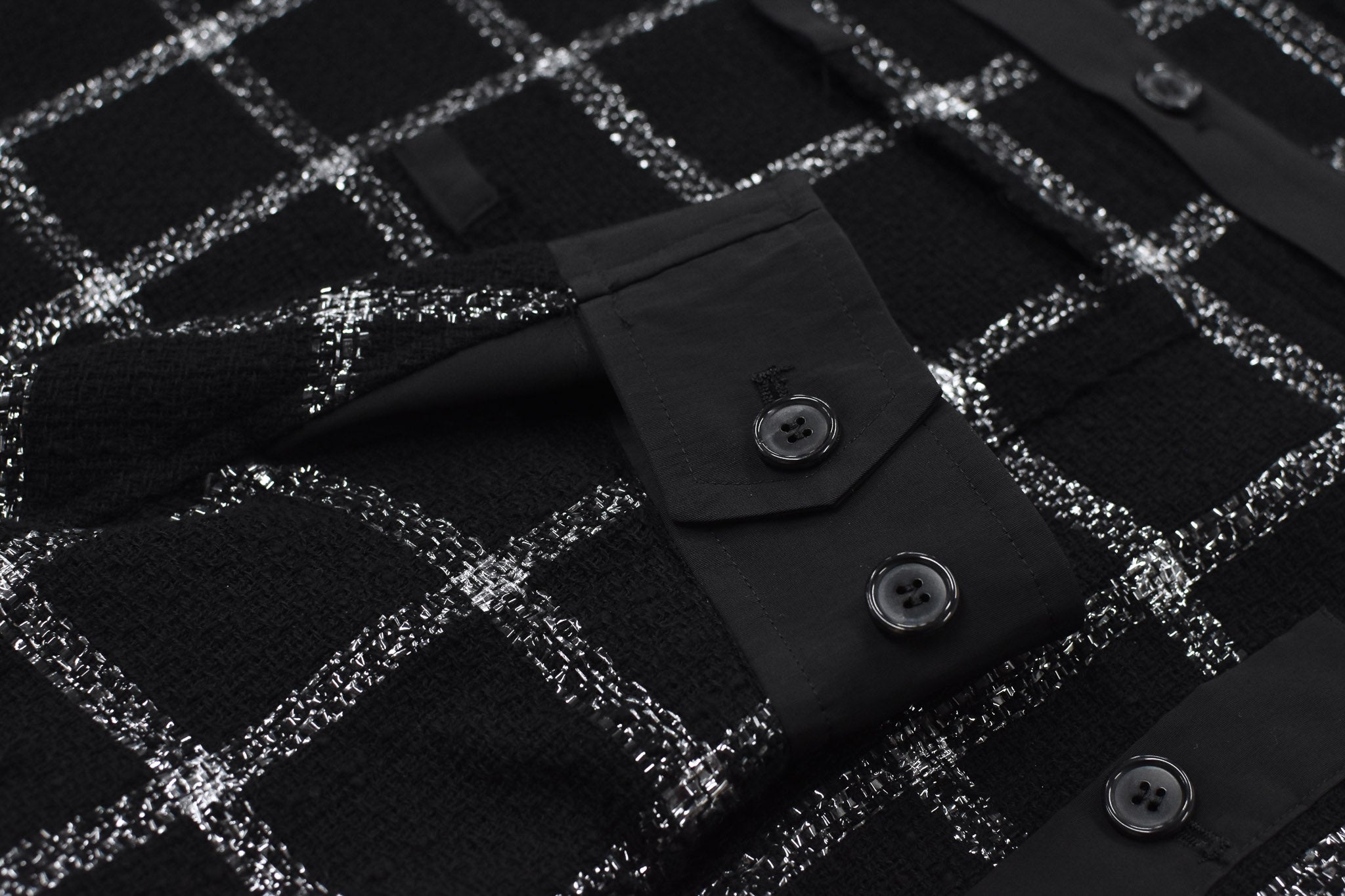 THE JEAN PIERRE / 11XL Tear Off Sheer Tweed Jacket - BLACK