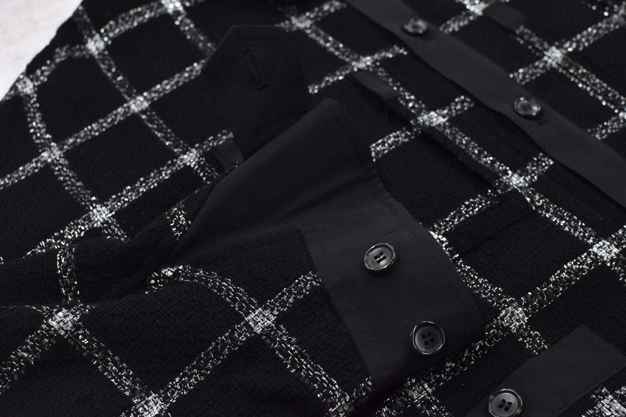 THE JEAN PIERRE / 11XL Tear Off Sheer Tweed Jacket - BLACK