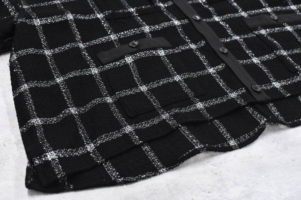 THE JEAN PIERRE / 11XL Tear Off Sheer Tweed Jacket - BLACK