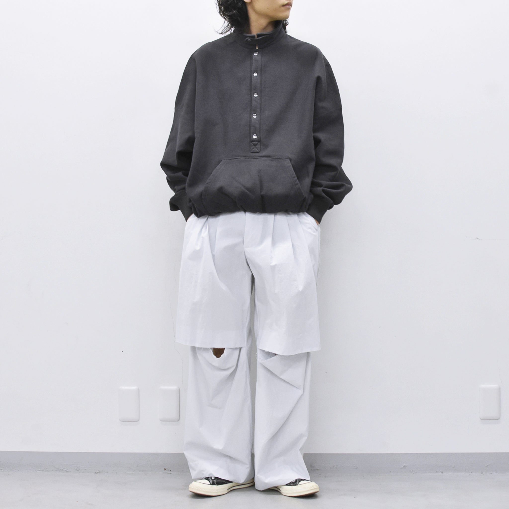 THE JEAN PIERRE / 3Tuck Easy Trouser - STONE WHT