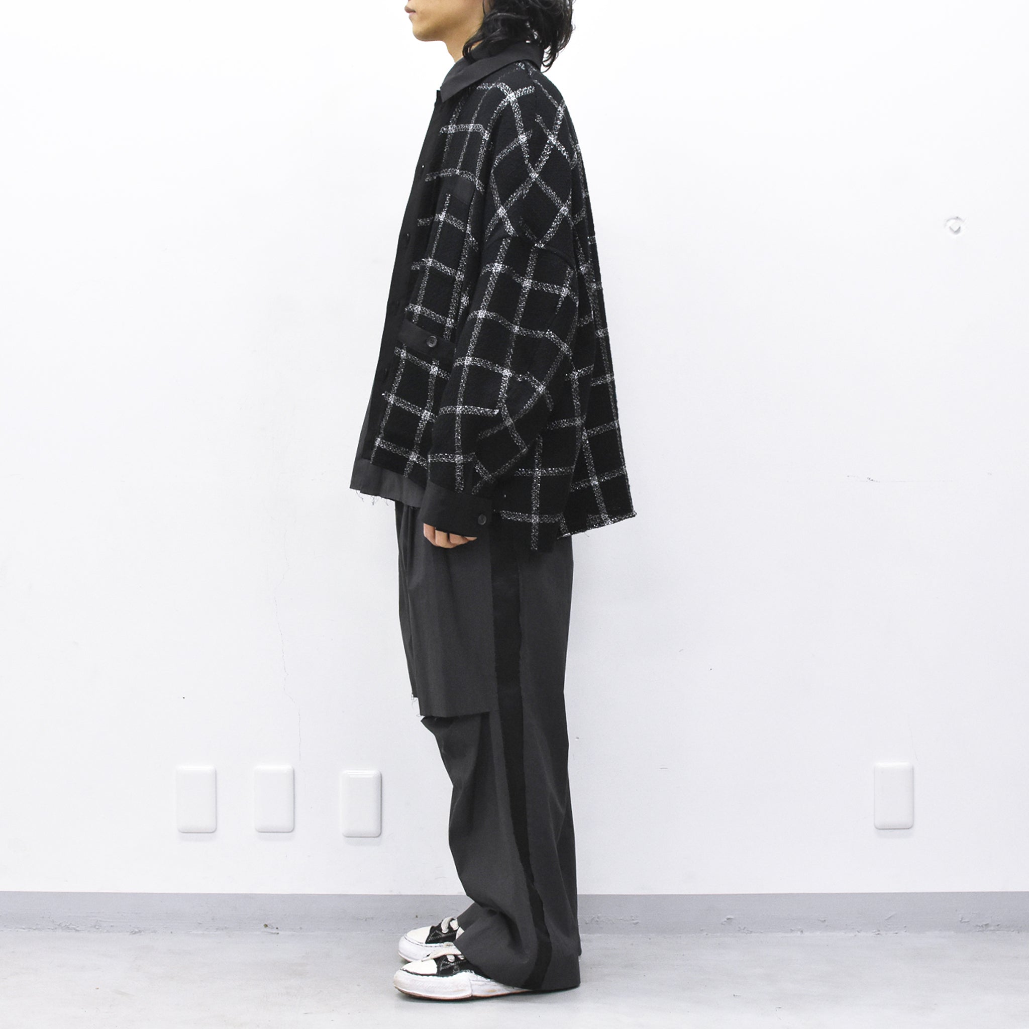 THE JEAN PIERRE / 11XL Tear Off Sheer Tweed Jacket - BLACK