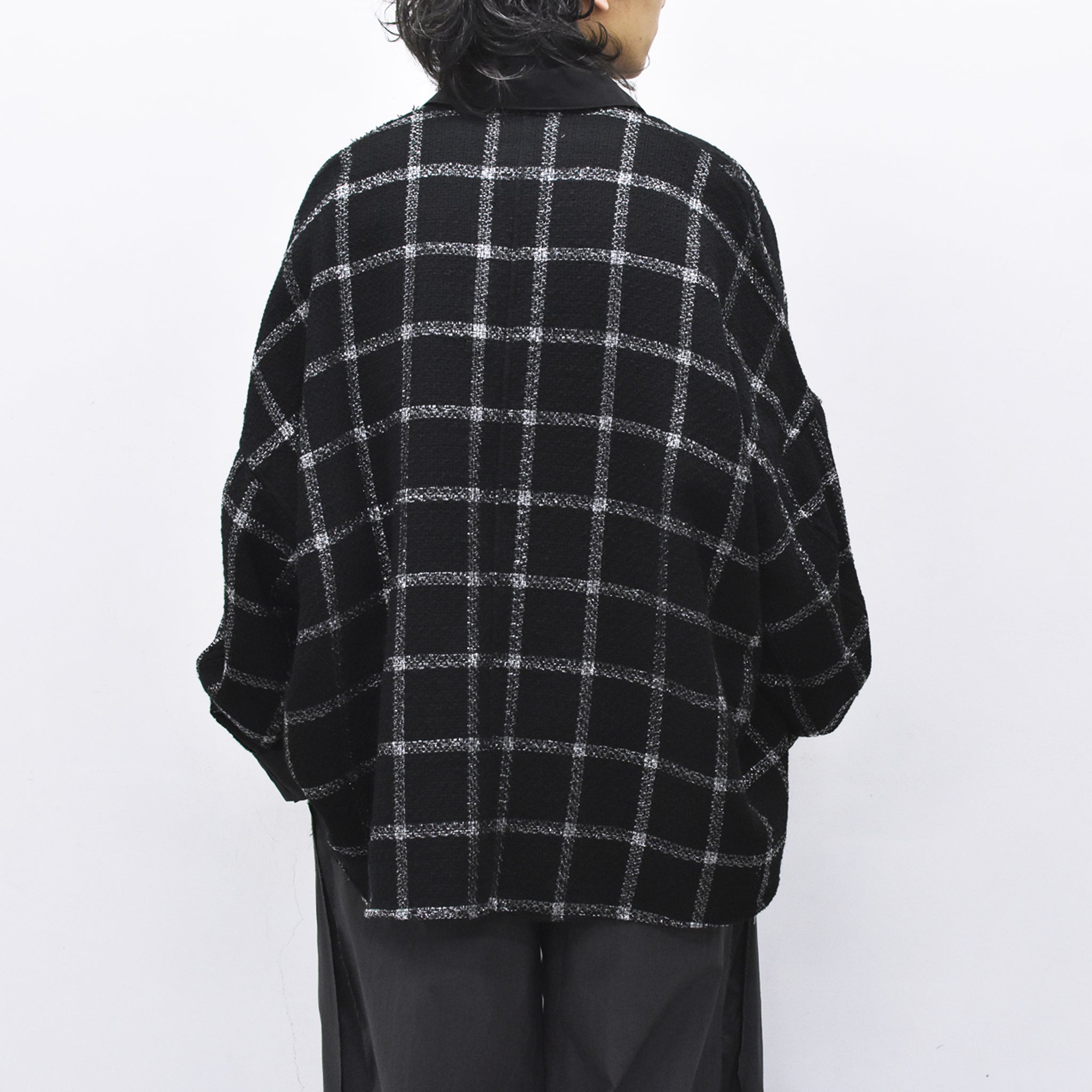 THE JEAN PIERRE / 11XL Tear Off Sheer Tweed Jacket - BLACK