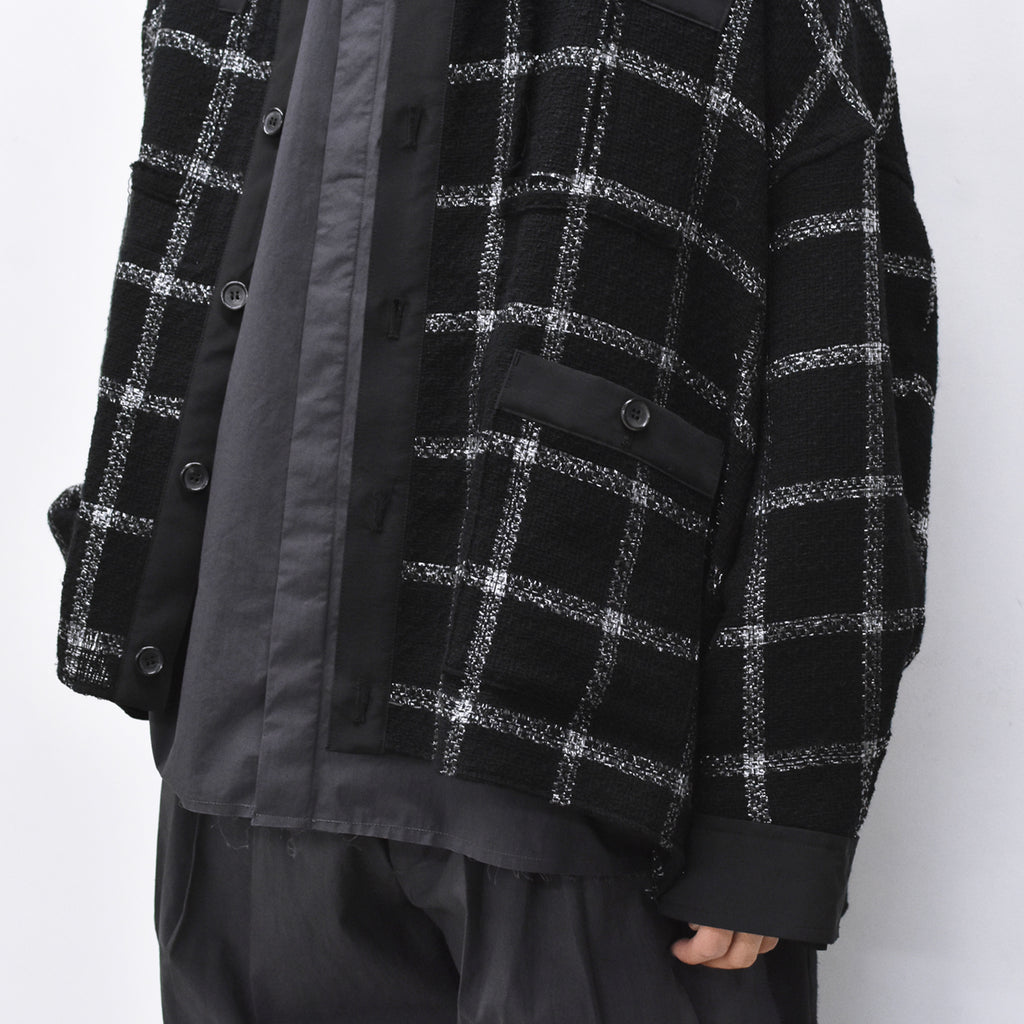 THE JEAN PIERRE / 11XL Tear Off Sheer Tweed Jacket - BLACK