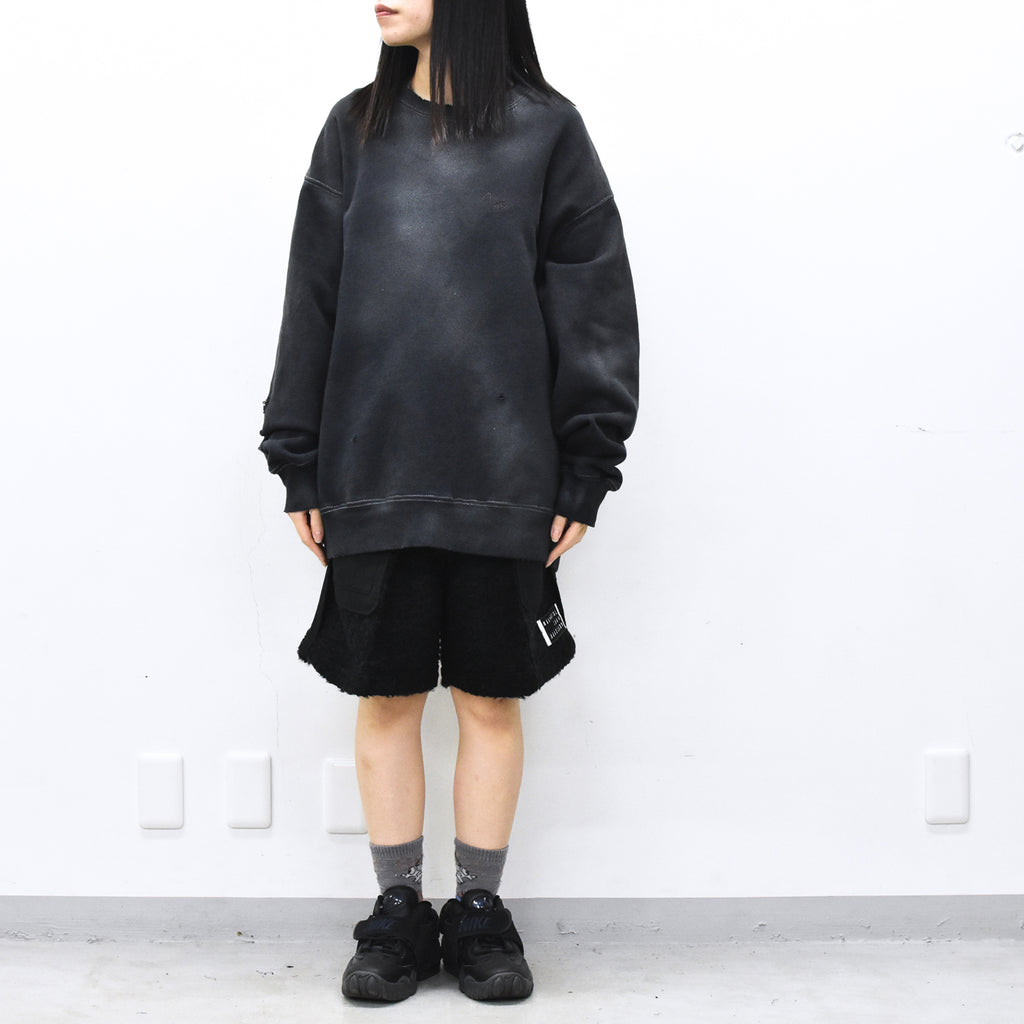 THE JEAN PIERRE / Pigment Grunge Destroy Sweat Shirt - FADE BLK