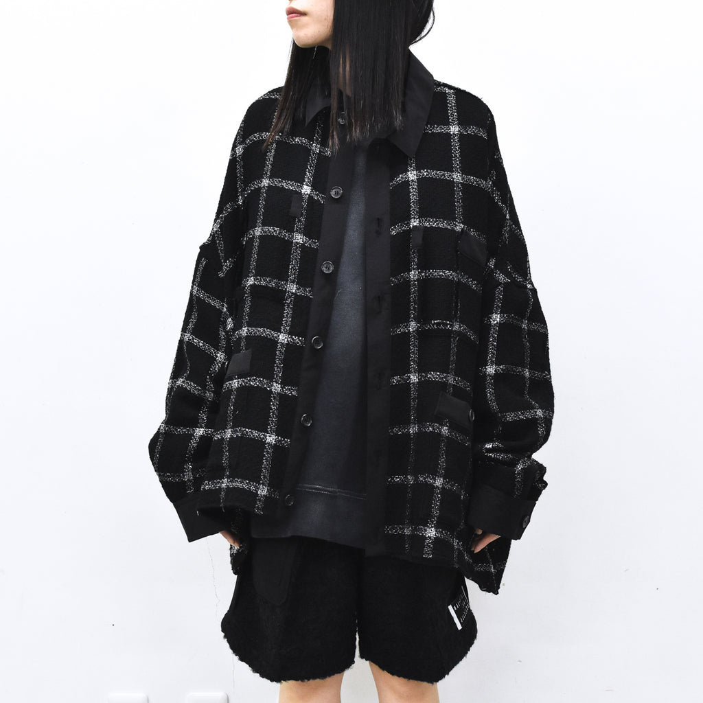 THE JEAN PIERRE / 11XL Tear Off Sheer Tweed Jacket - BLACK