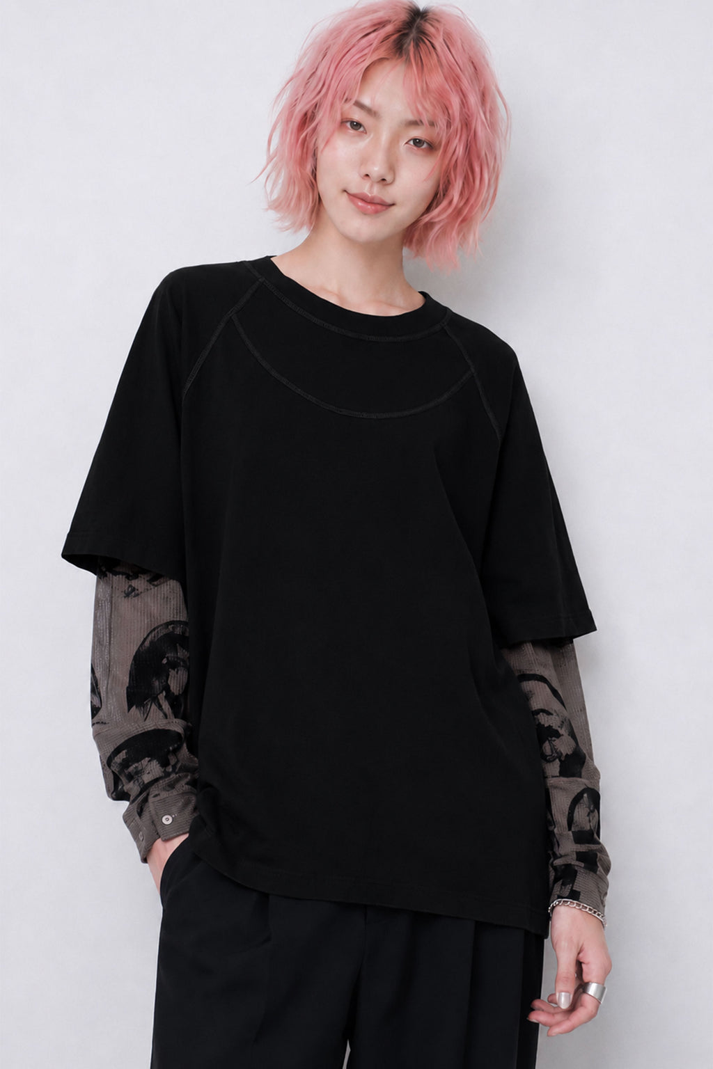 STOF / Anarchy/Flocky Layer Tee - BLACK
