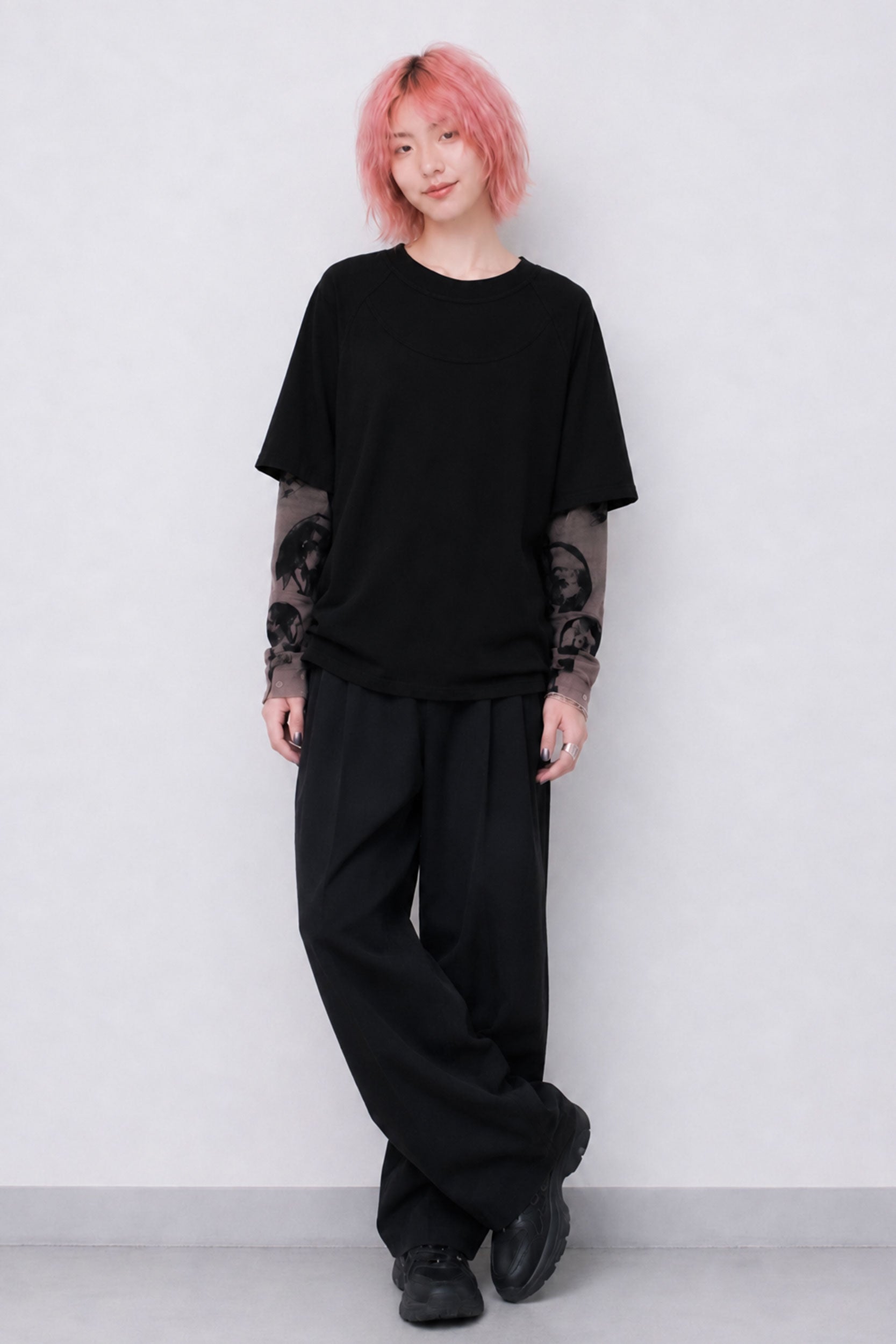 STOF / Anarchy/Flocky Layer Tee - BLACK