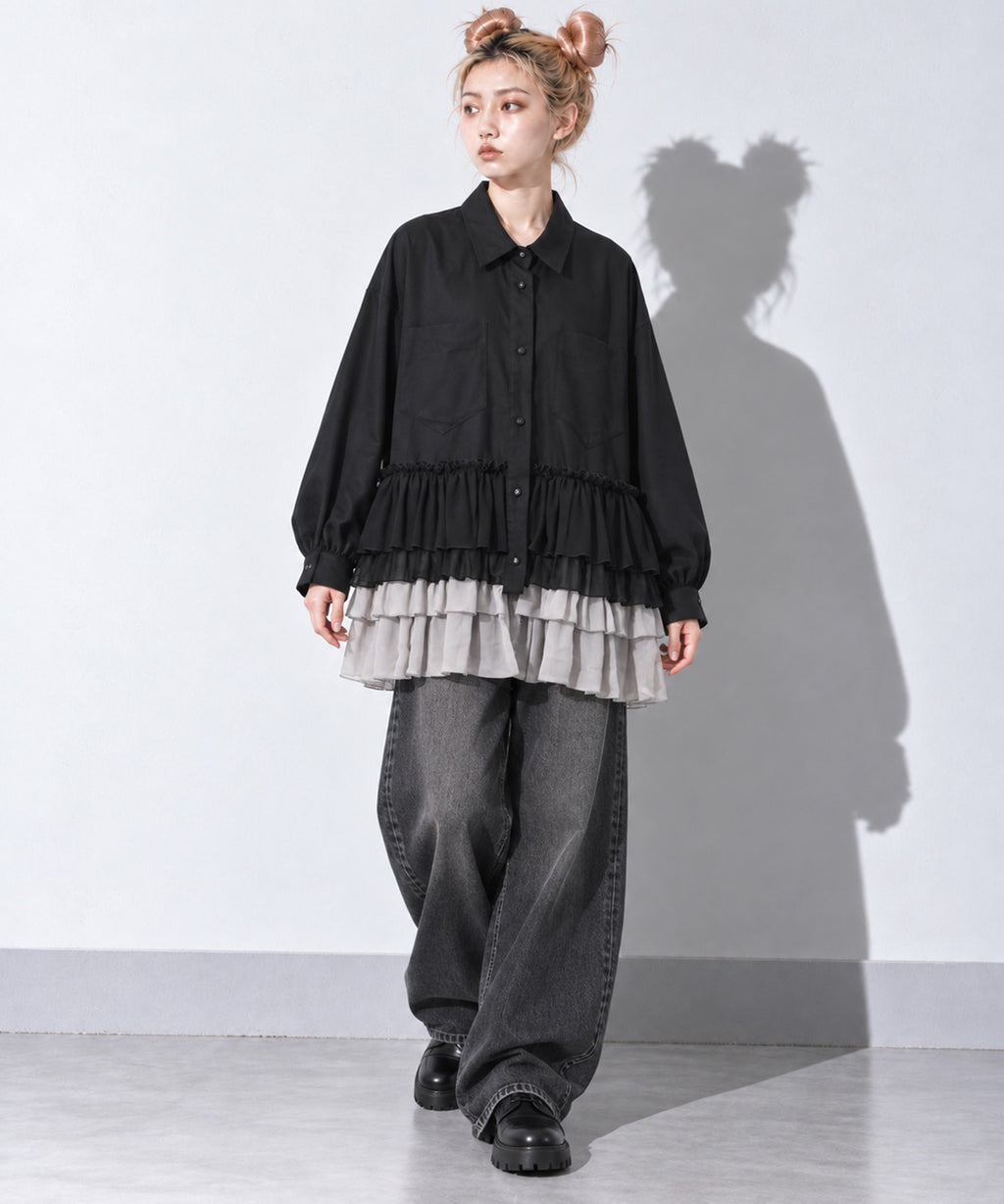 先行予約 BEDSIDEDRAMA / FRILL SHIRT JACKET