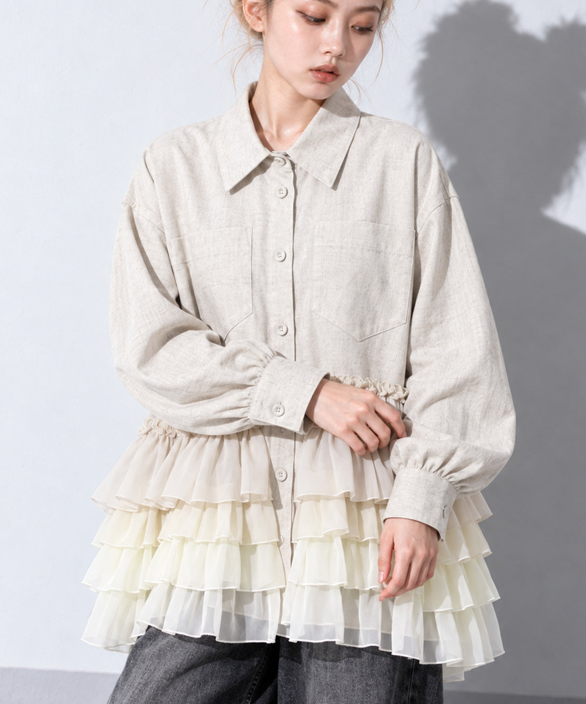 先行予約 BEDSIDEDRAMA / FRILL SHIRT JACKET