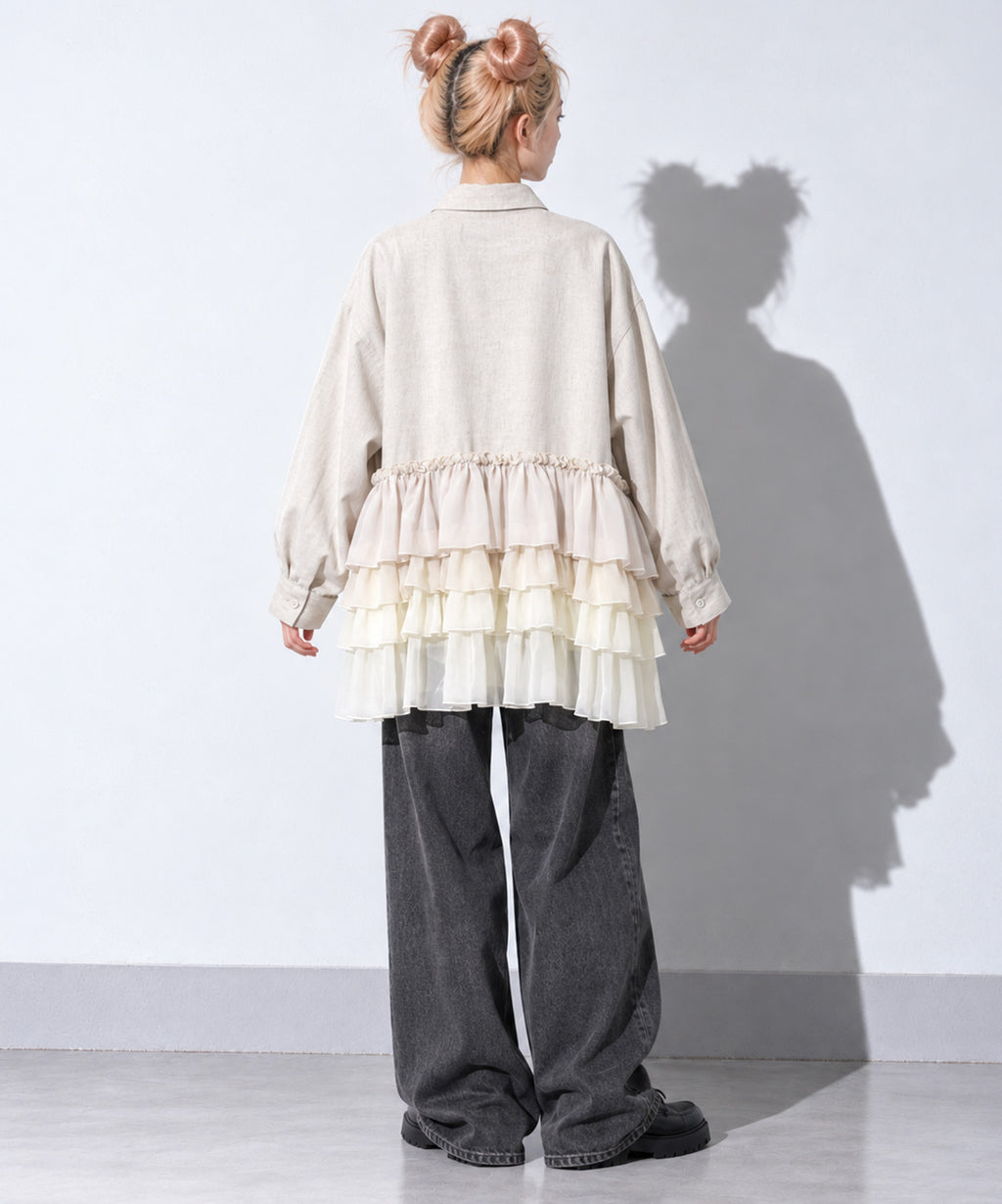 先行予約 BEDSIDEDRAMA / FRILL SHIRT JACKET