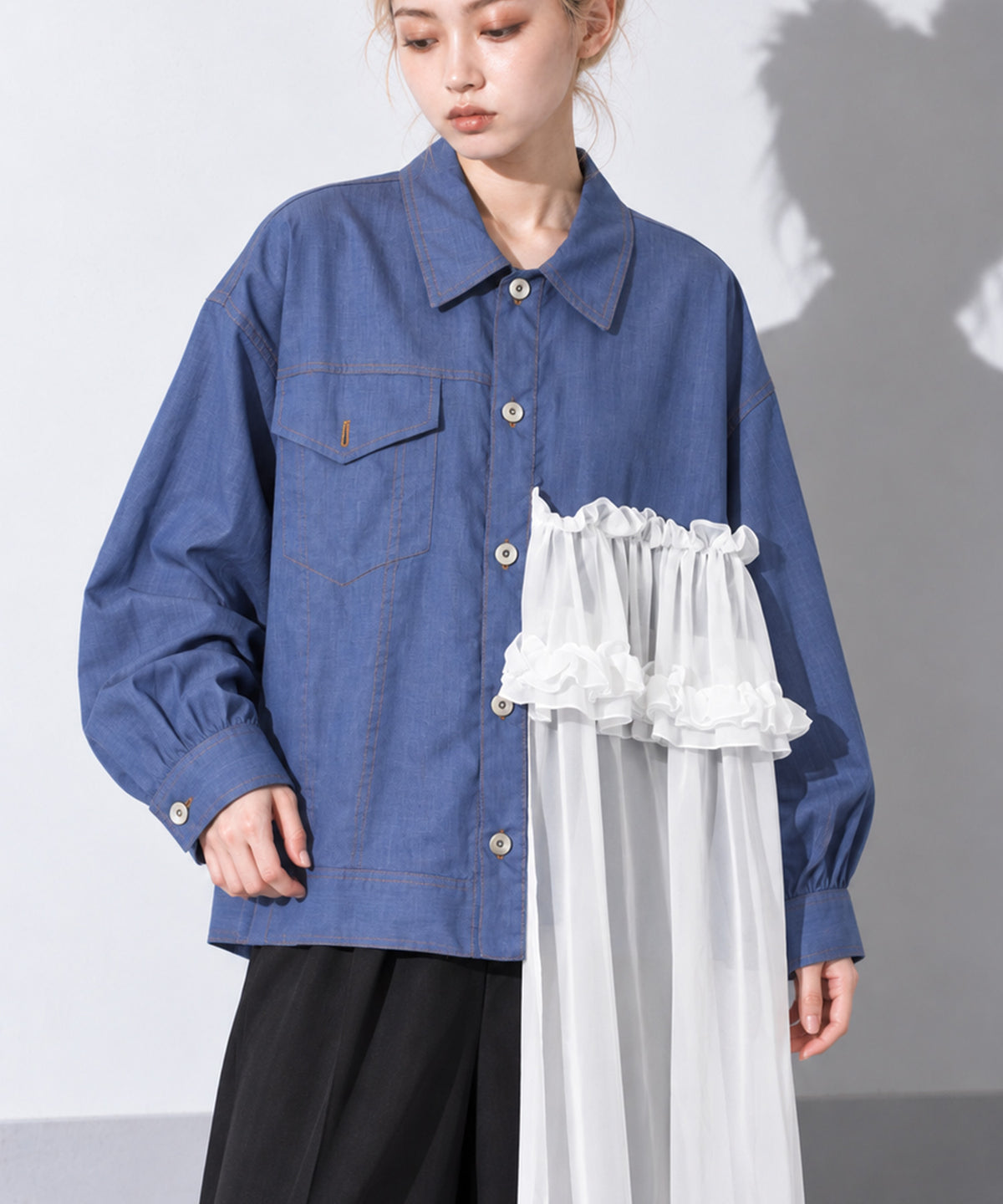 先行予約 BEDSIDEDRAMA / ASYMMETRICAL SHIRT JACKET