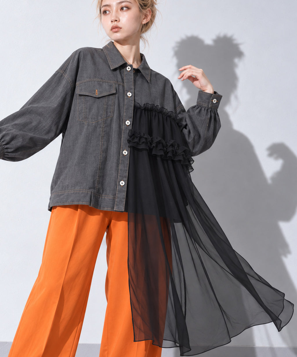 先行予約 BEDSIDEDRAMA / ASYMMETRICAL SHIRT JACKET
