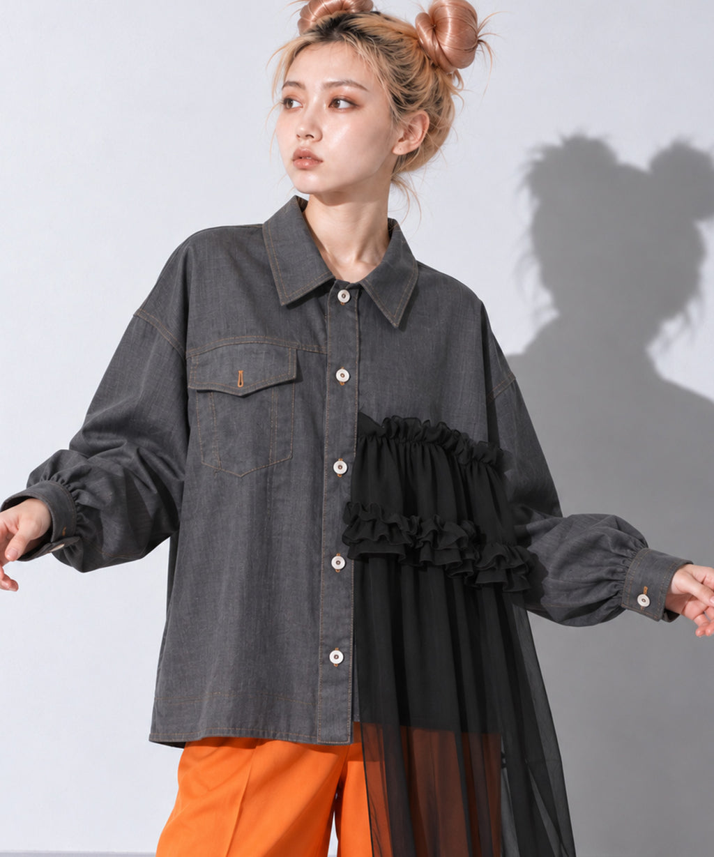 先行予約 BEDSIDEDRAMA / ASYMMETRICAL SHIRT JACKET