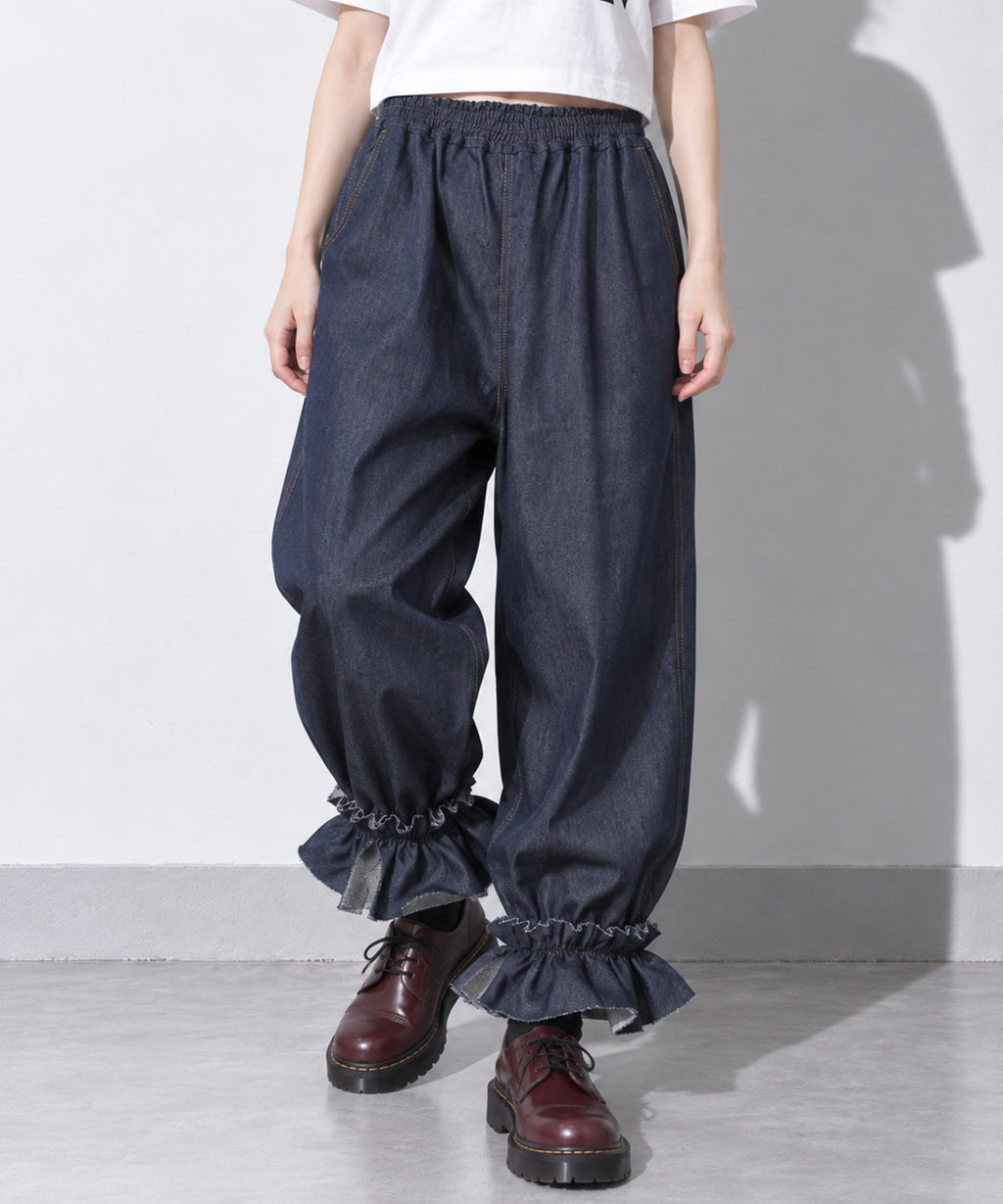先行予約 BEDSIDEDRAMA / GATHERED DENIM PANTS