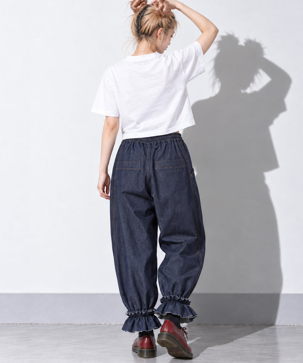 先行予約 BEDSIDEDRAMA / GATHERED DENIM PANTS