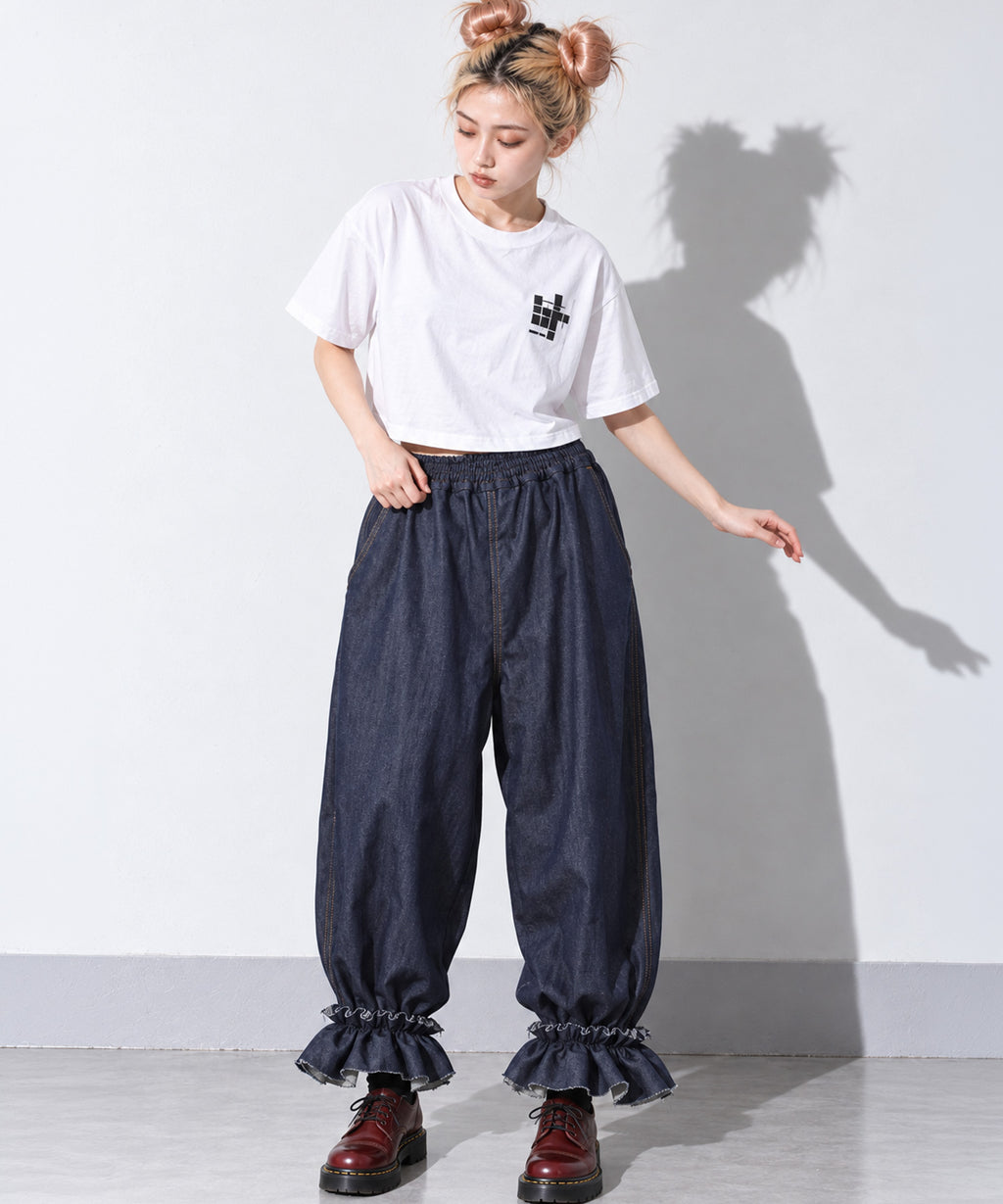 先行予約 BEDSIDEDRAMA / GATHERED DENIM PANTS