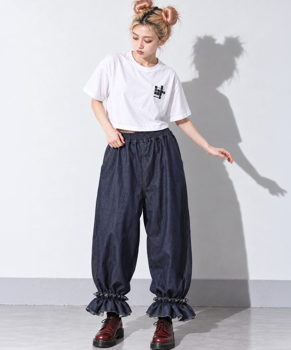 先行予約 BEDSIDEDRAMA / GATHERED DENIM PANTS