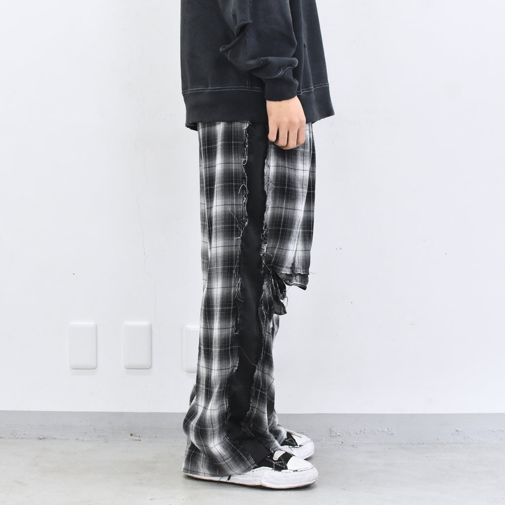 THE JEAN PIERRE / 3Tuck Easy Plaid Trouser - BLACK