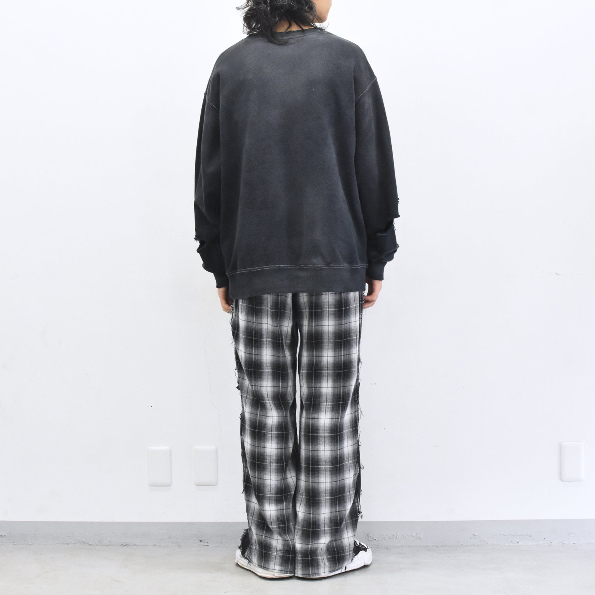 THE JEAN PIERRE / 3Tuck Easy Plaid Trouser - BLACK