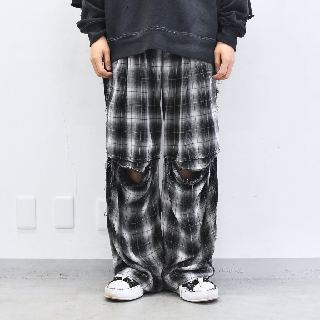 THE JEAN PIERRE / 3Tuck Easy Plaid Trouser - BLACK