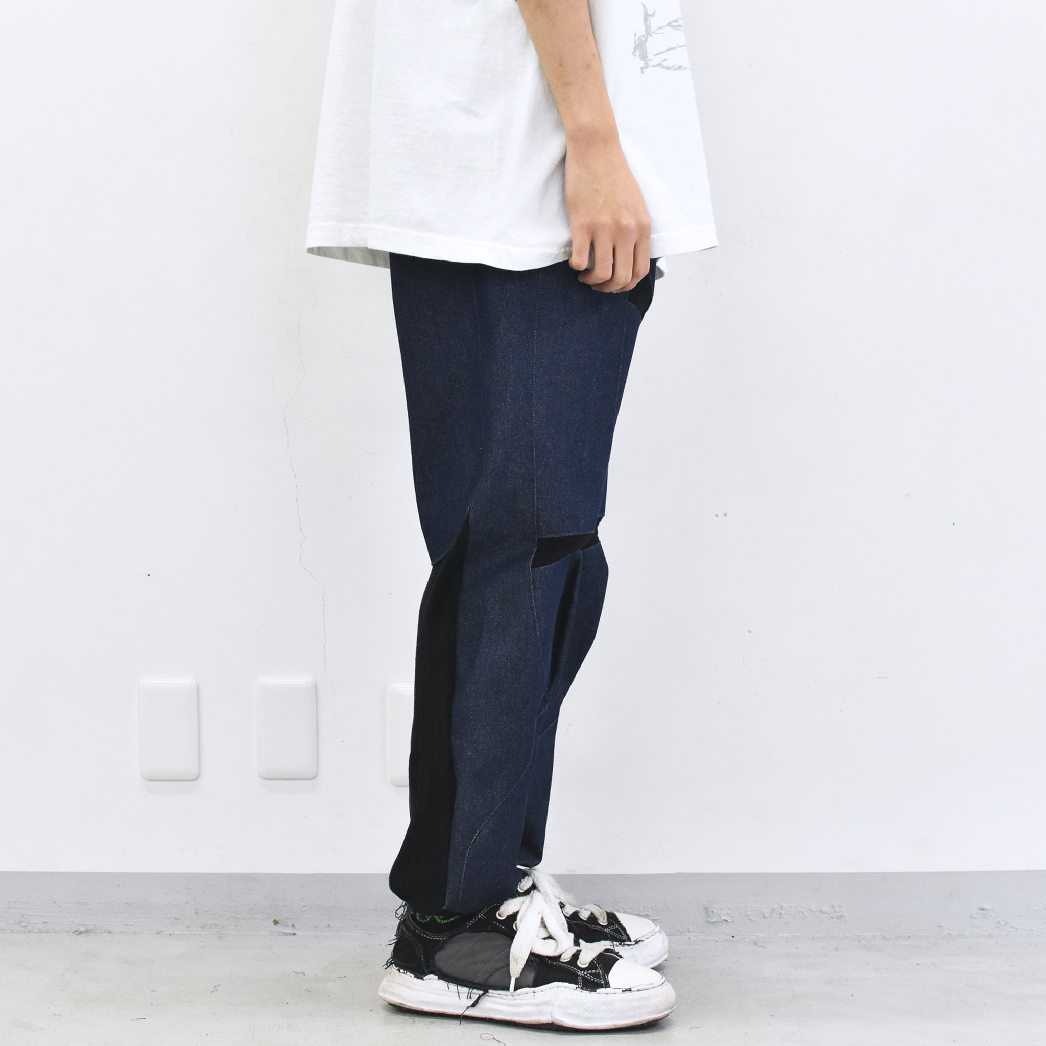 BODYSONG. / SPEEDING MOTORCYCLE DENIM TROUSERS - BLACK