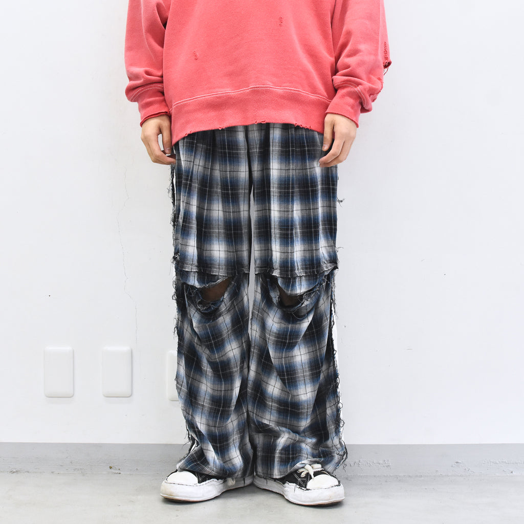 THE JEAN PIERRE / 3Tuck Easy Plaid Trouser - BLUE