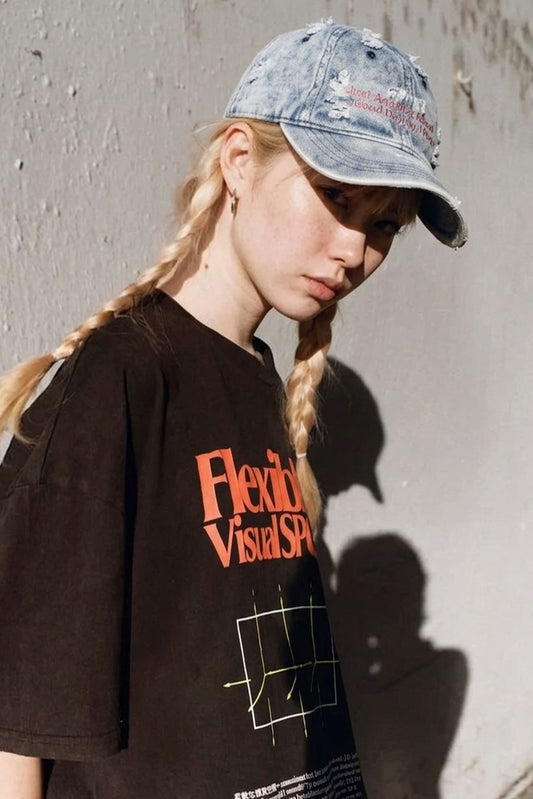 BODYSONG. / DAMAGED DENIM CAP THEME - BLUE