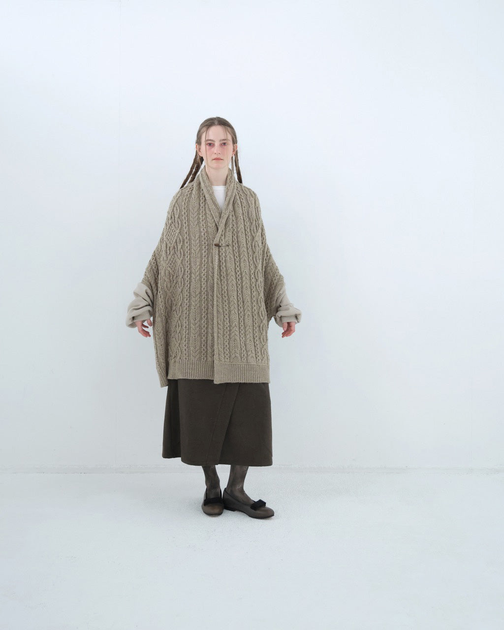 先行予約 BEDSIDEDRAMA / Knit Throw Coadigan